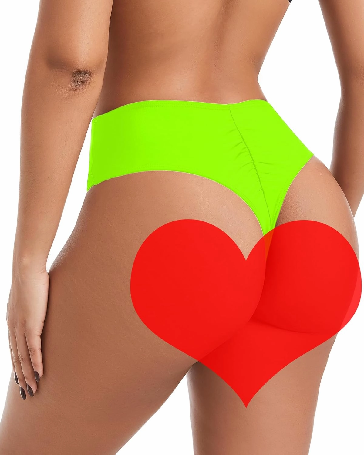 Women's Sexy High Waisted Ruched Back Cheeky Thong Bikini Swimsuit Bathing Suit Bottoms