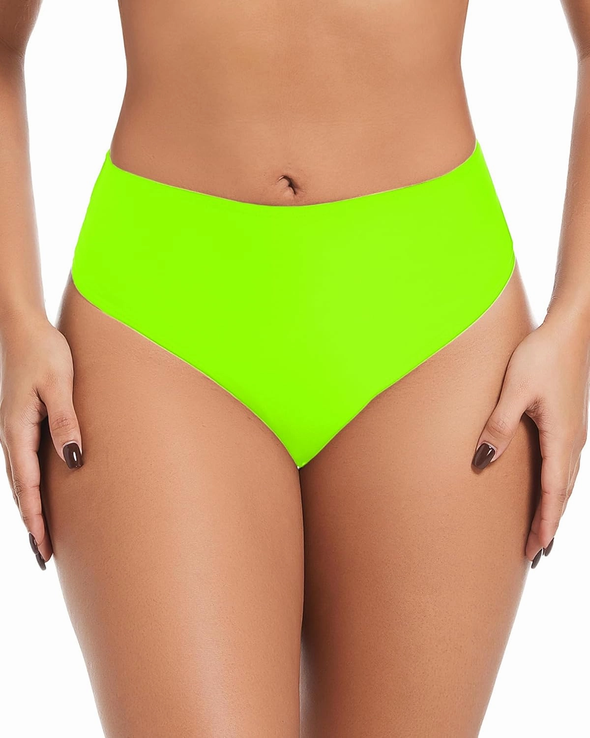 Women's Sexy High Waisted Ruched Back Cheeky Thong Bikini Swimsuit Bathing Suit Bottoms