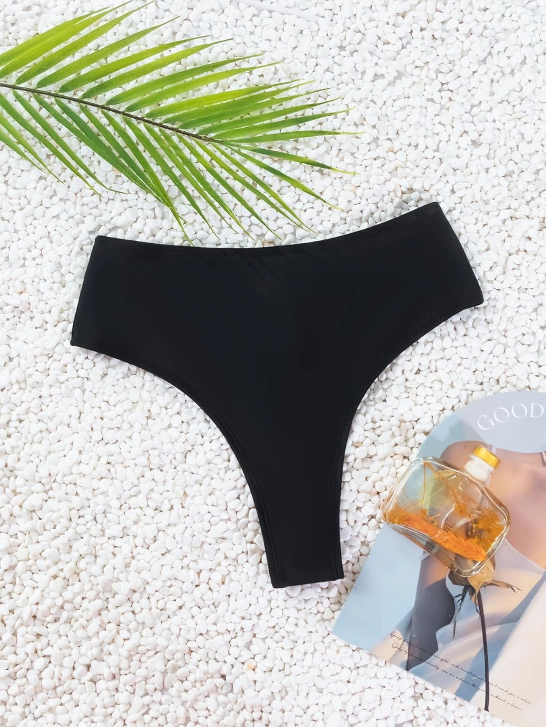 Women's Sexy High Waisted Ruched Back Cheeky Thong Bikini Swimsuit Bathing Suit Bottoms