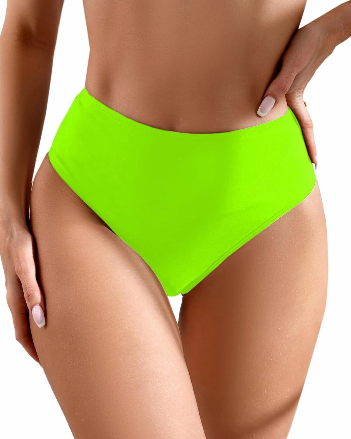Women's Sexy High Waisted Ruched Back Cheeky Thong Bikini Swimsuit Bathing Suit Bottoms