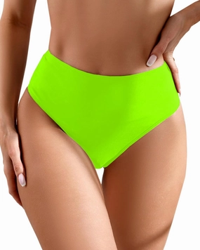 Women's Sexy High Waisted Ruched Back Cheeky Thong Bikini Swimsuit Bathing Suit Bottoms