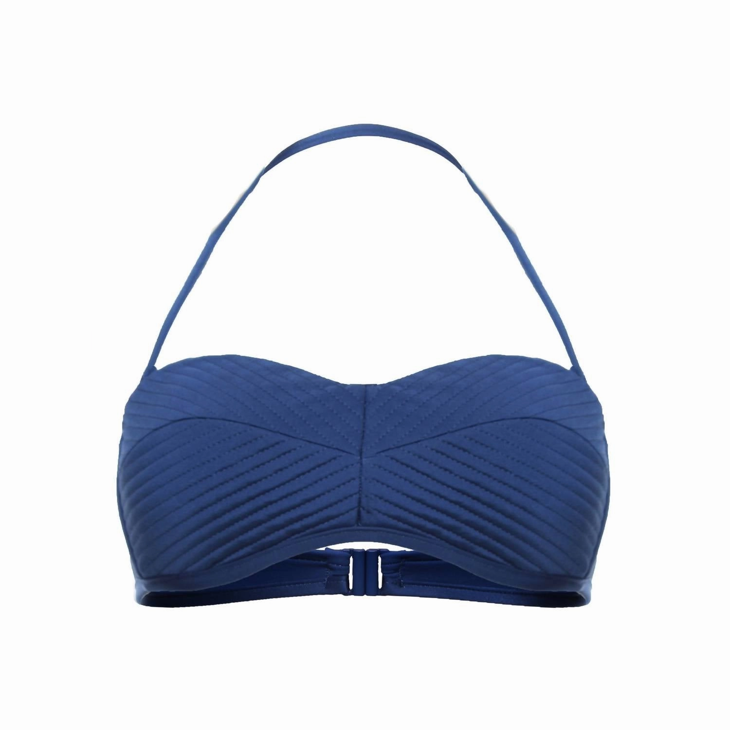 Women's Solid Quilted Bustier Bikini Top In French Blue