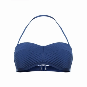 Women's Solid Quilted Bustier Bikini Top In French Blue