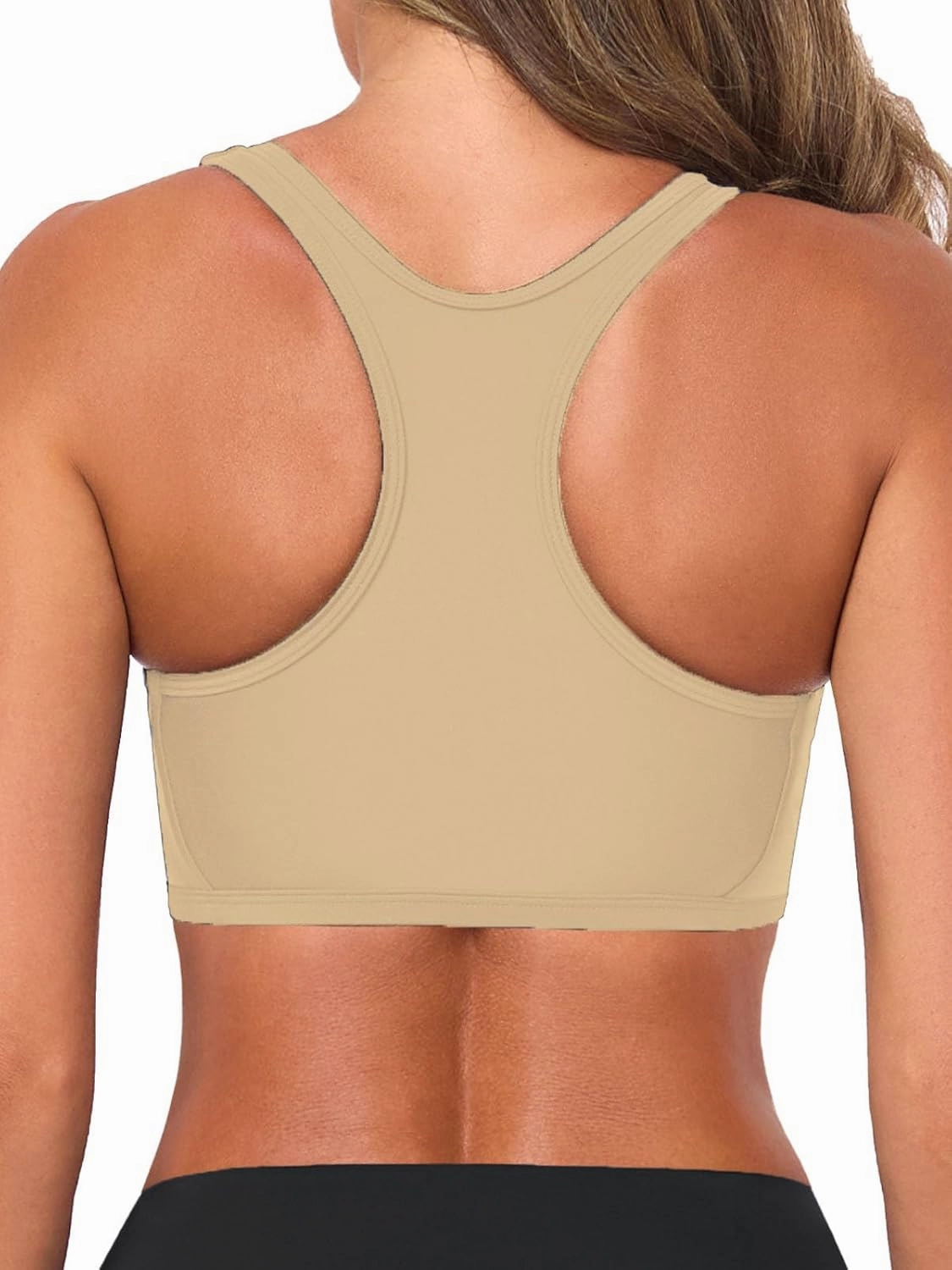 Women's Sports Bra Bikini Top for Large Bust Racerback Swim Bras Zipper in Front Bathing Suit Top Swimsuit Tops Only