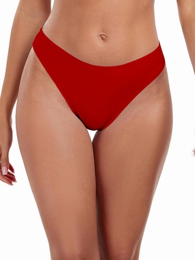 Women's Swim Bottoms High Cut Mid Waisted Bikini Bottoms Moderate Coverage Bathing Suit Bottoms