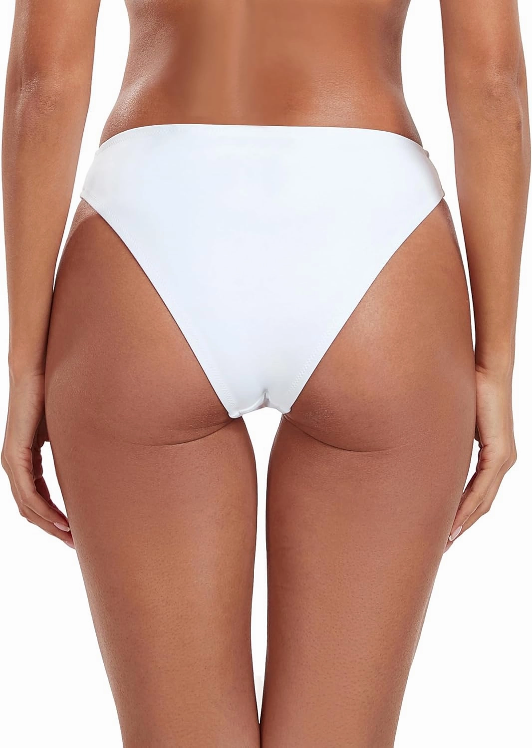 Women's Swim Bottoms High Cut Mid Waisted Bikini Bottoms Moderate Coverage Bathing Suit Bottoms