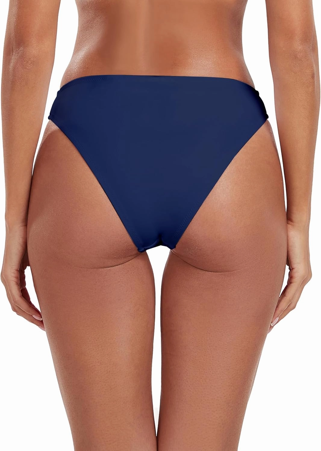 Women's Swim Bottoms High Cut Mid Waisted Bikini Bottoms Moderate Coverage Bathing Suit Bottoms