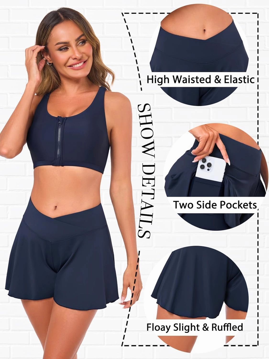 Women's Swim Shorts Bathing Suit Shorts High Waisted Bikini Bottoms Swimsuit Board Short Tankini Swimwear Bottoms