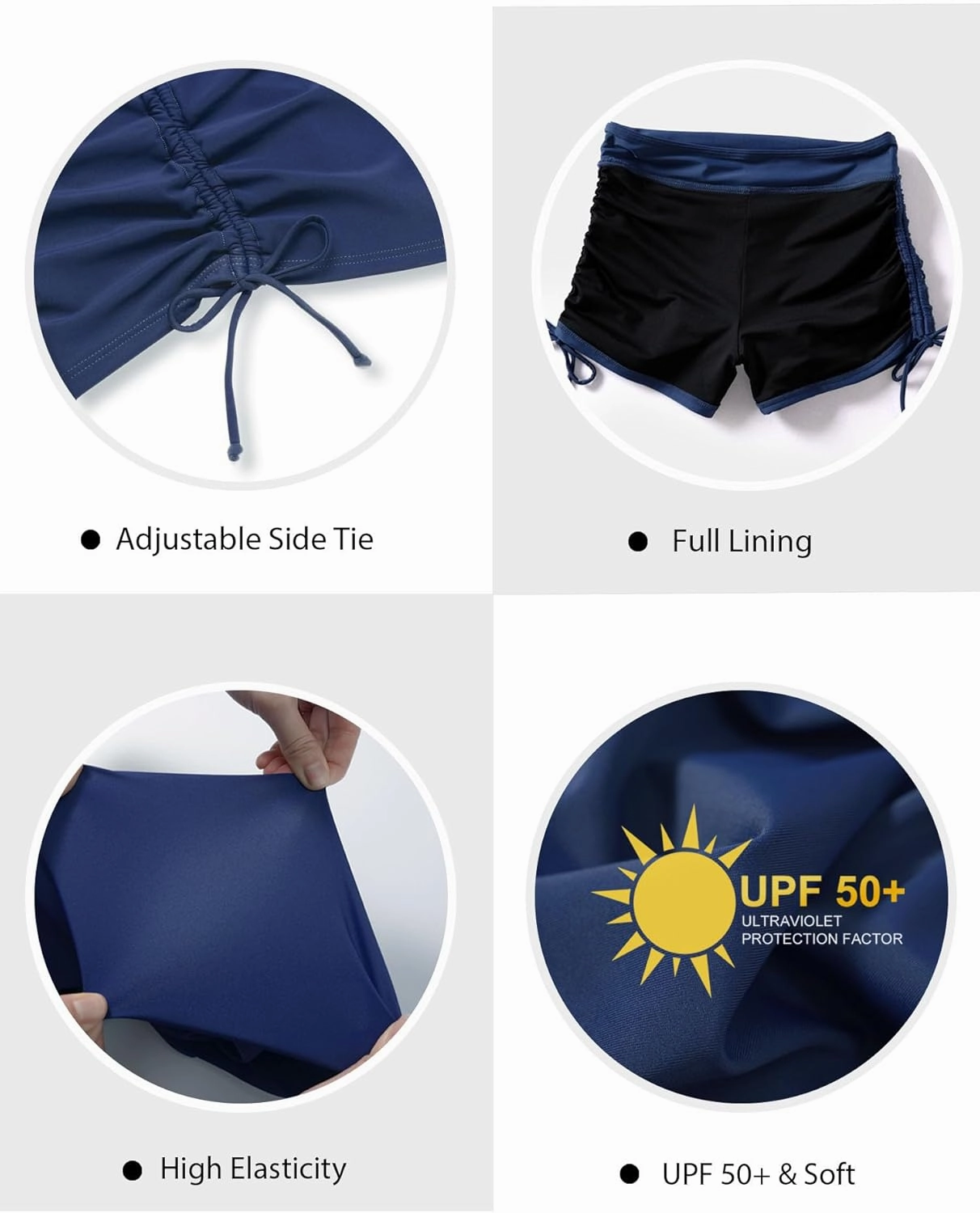 Women's Swim Shorts High Waisted Bathing Suit Bottoms Swimsuit Boy Shorts Swimwear Bikini Board Shorts