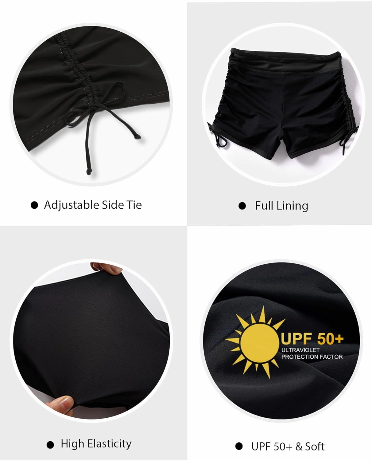Women's Swim Shorts High Waisted Bathing Suit Bottoms Swimsuit Boy Shorts Swimwear Bikini Board Shorts