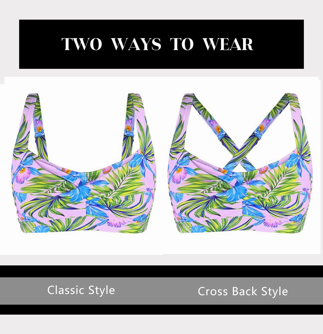 Women's Twist Front Bikini Top V Neck Full Coverage Padded Swimsuit Bathing Suit Tops Only