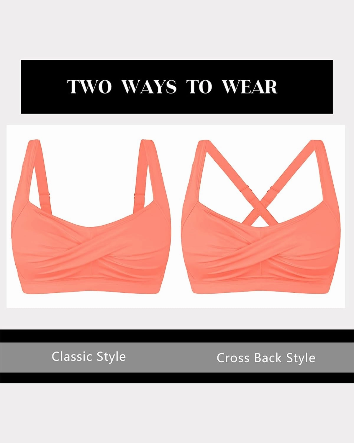 Women's Twist Front Bikini Top V Neck Full Coverage Padded Swimsuit Bathing Suit Tops Only