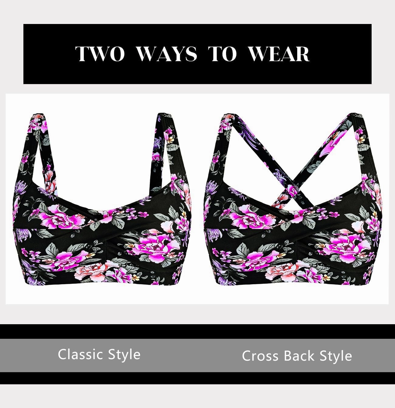 Women's Twist Front Full Coverage Swimsuit V Neck Padded High Waisted Ruched Bikini Set Two Piece Bathing Suit