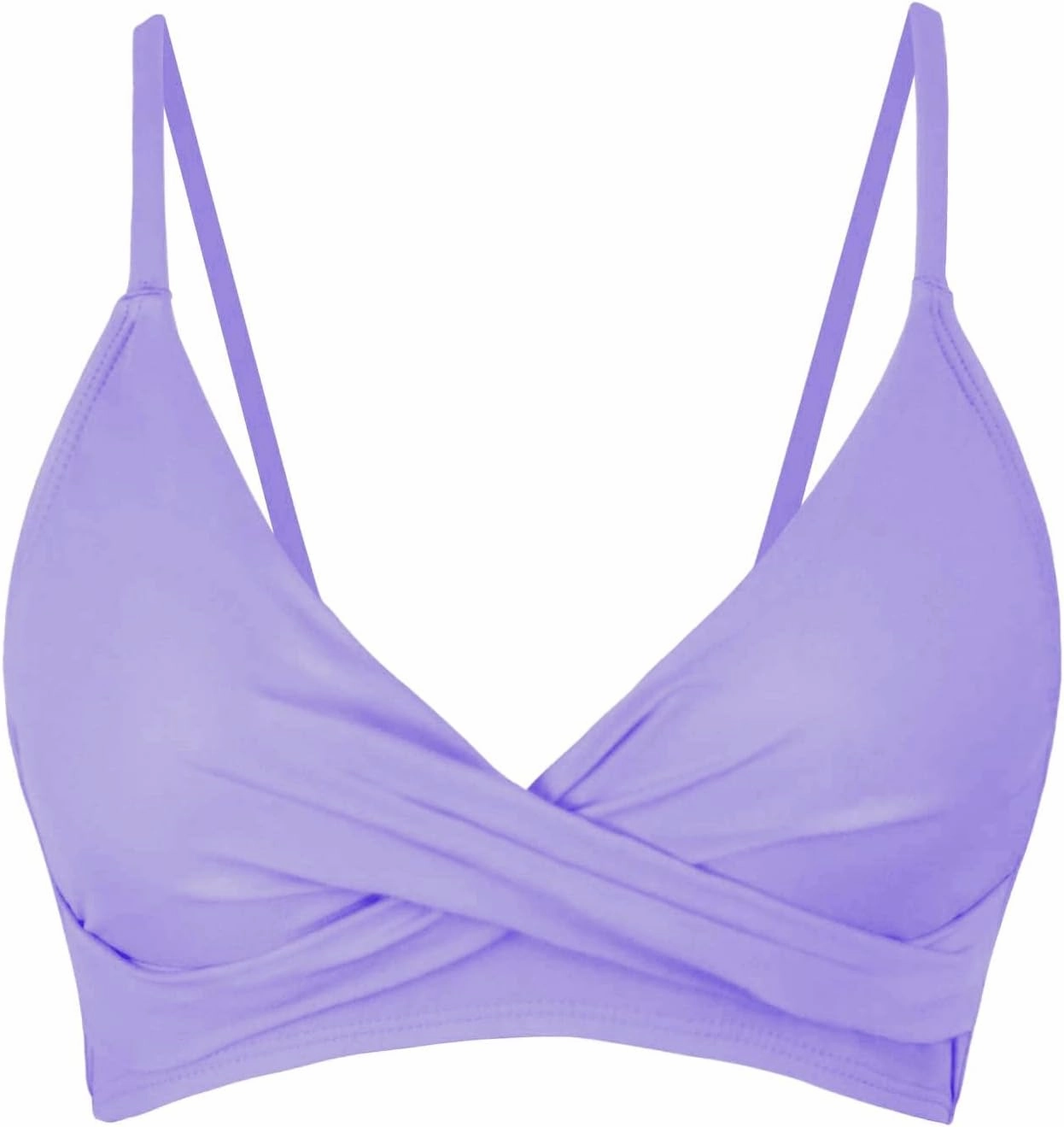 Women's Twist Front V Neck Bikini Top Padded Adjustable Spaghetti Straps Bathing Suit Tops Only
