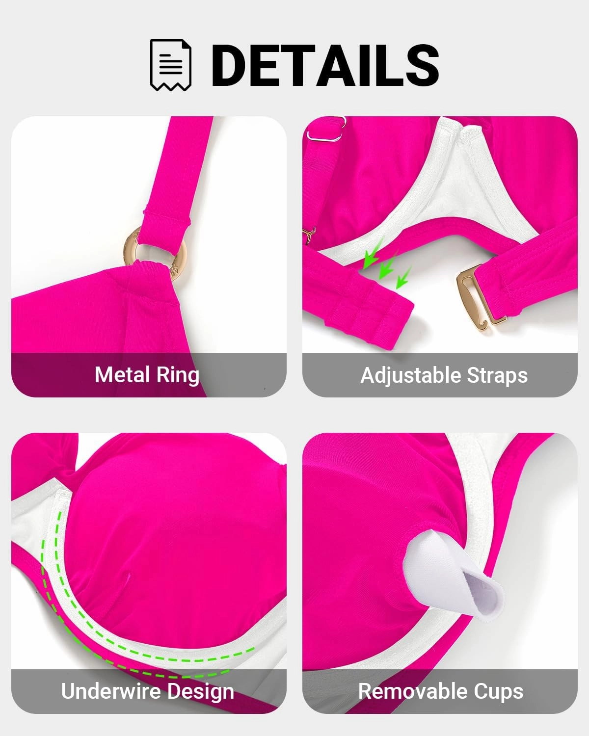 Women's Underwire Bikini Top - Push Up Swimsuit Top Only Twist Front Bathing Suit 2025 Retro Swim Bra