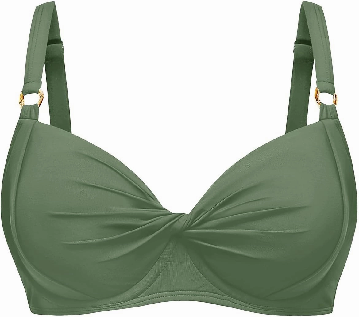 Women's Underwire Bikini Top - Push Up Swimsuit Top Only Twist Front Bathing Suit 2025 Retro Swim Bra