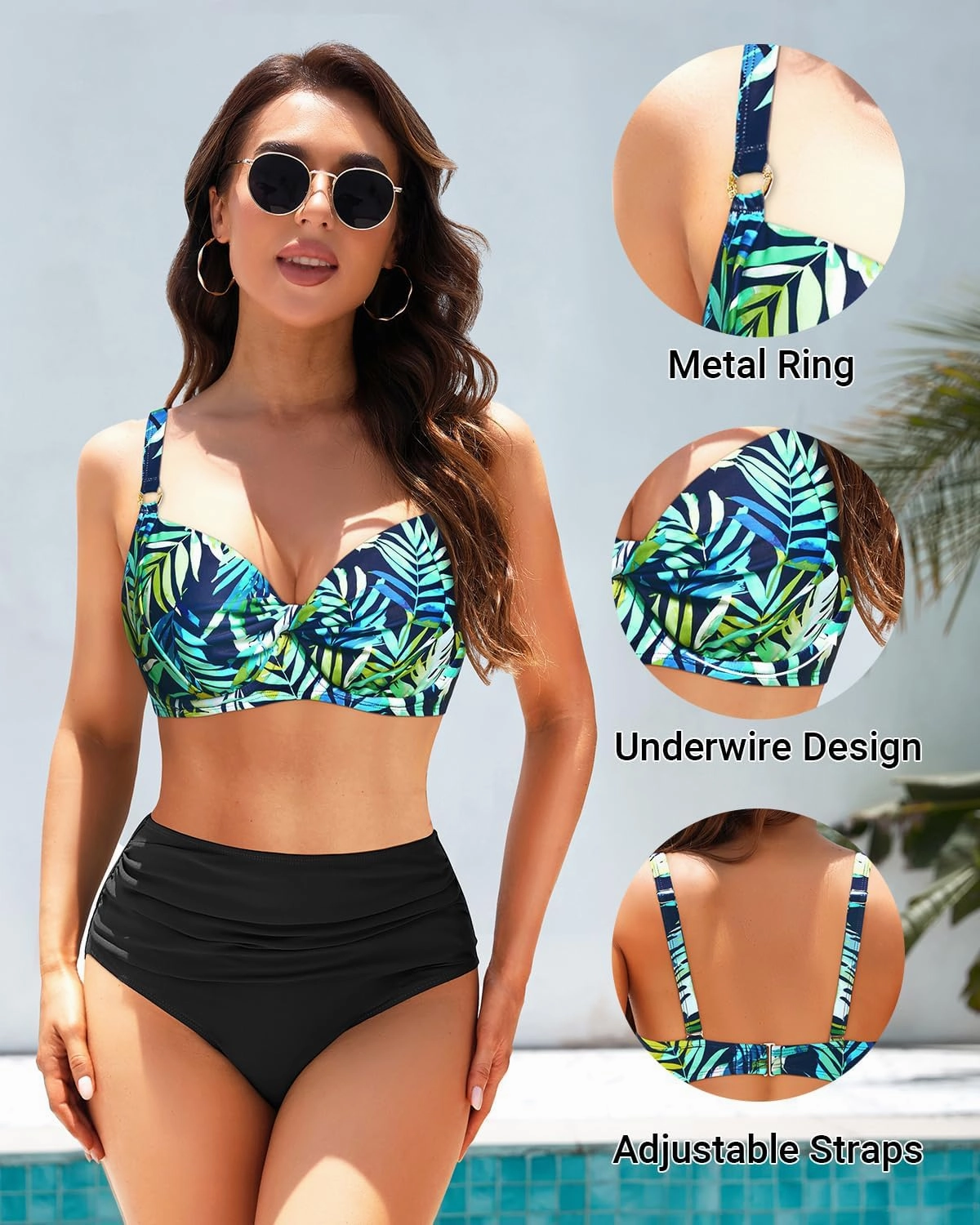 Women's Underwire Bikini Top - Push Up Swimsuit Top Only Twist Front Bathing Suit 2025 Retro Swim Bra