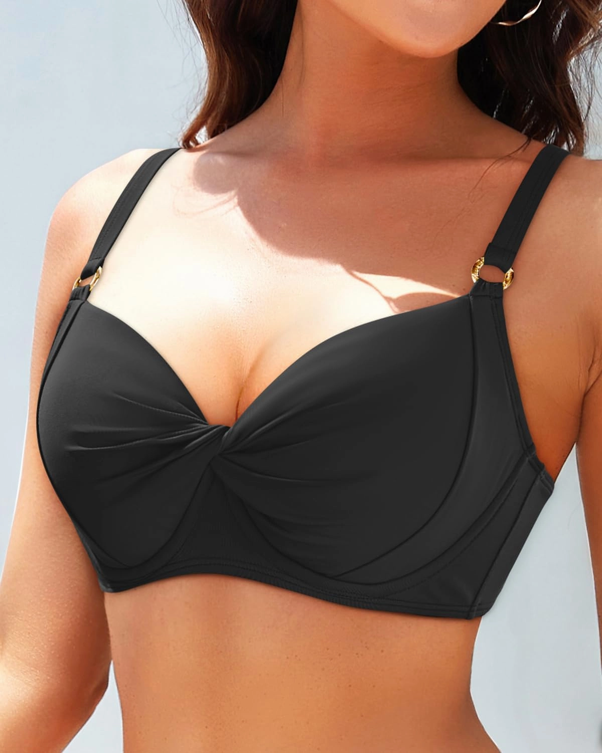 Women's Underwire Bikini Top - Push Up Swimsuit Top Only Twist Front Bathing Suit 2025 Retro Swim Bra