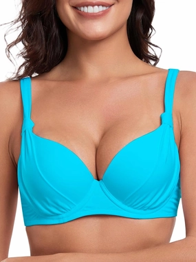 Women's Underwire Bikini Top Push Up Swimsuit Top Ruched Molded Padded Bathing Suit Top