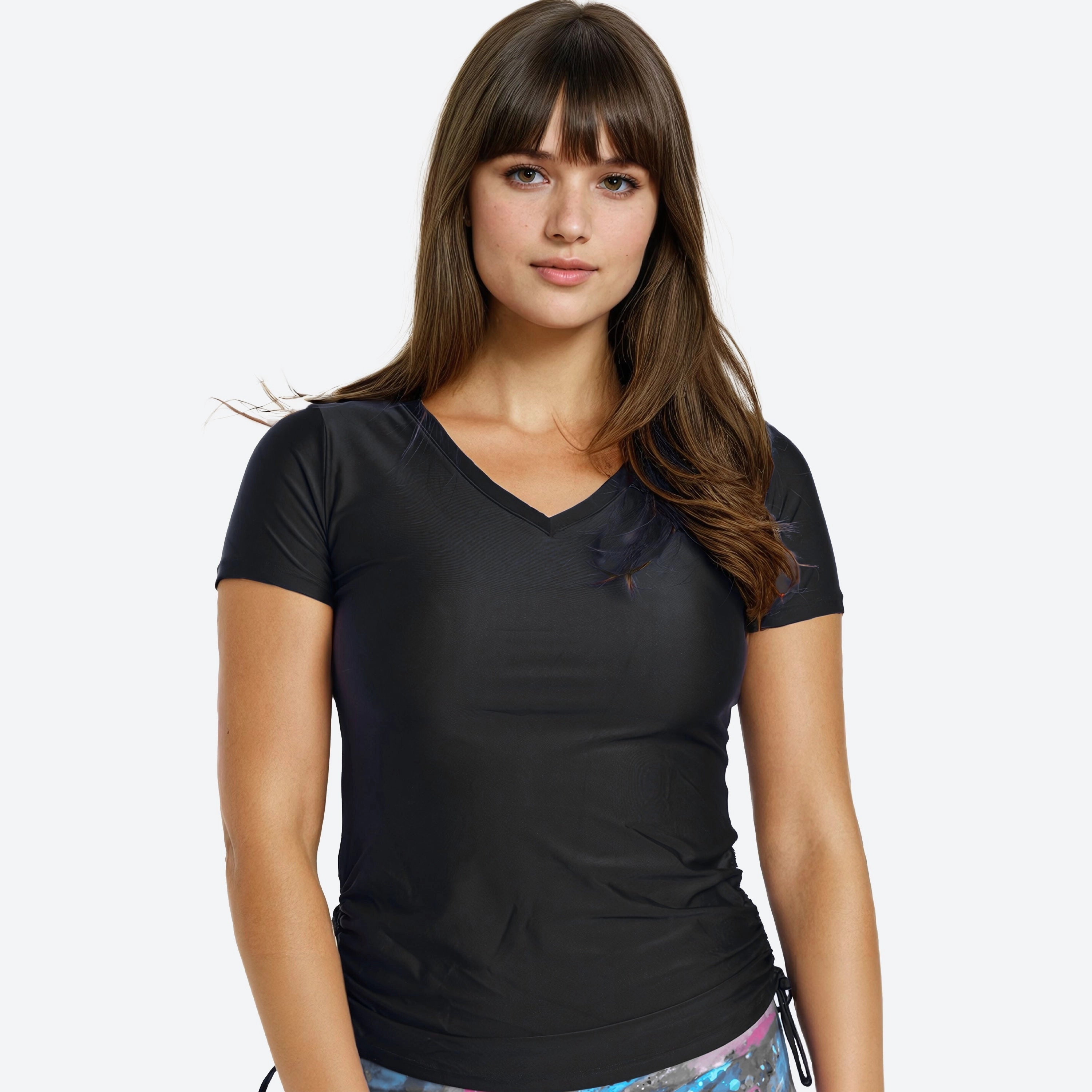 Women's V-Neck Short Sleeve Rashguard Adele Swim Top