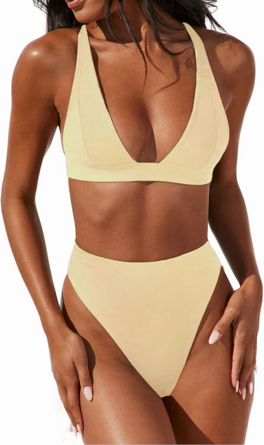Women Sexy Brazilian Bikini Sets 2 Piece Cheeky Triangle Bikini V Neck Swimsuit high Cut Thong Bottom