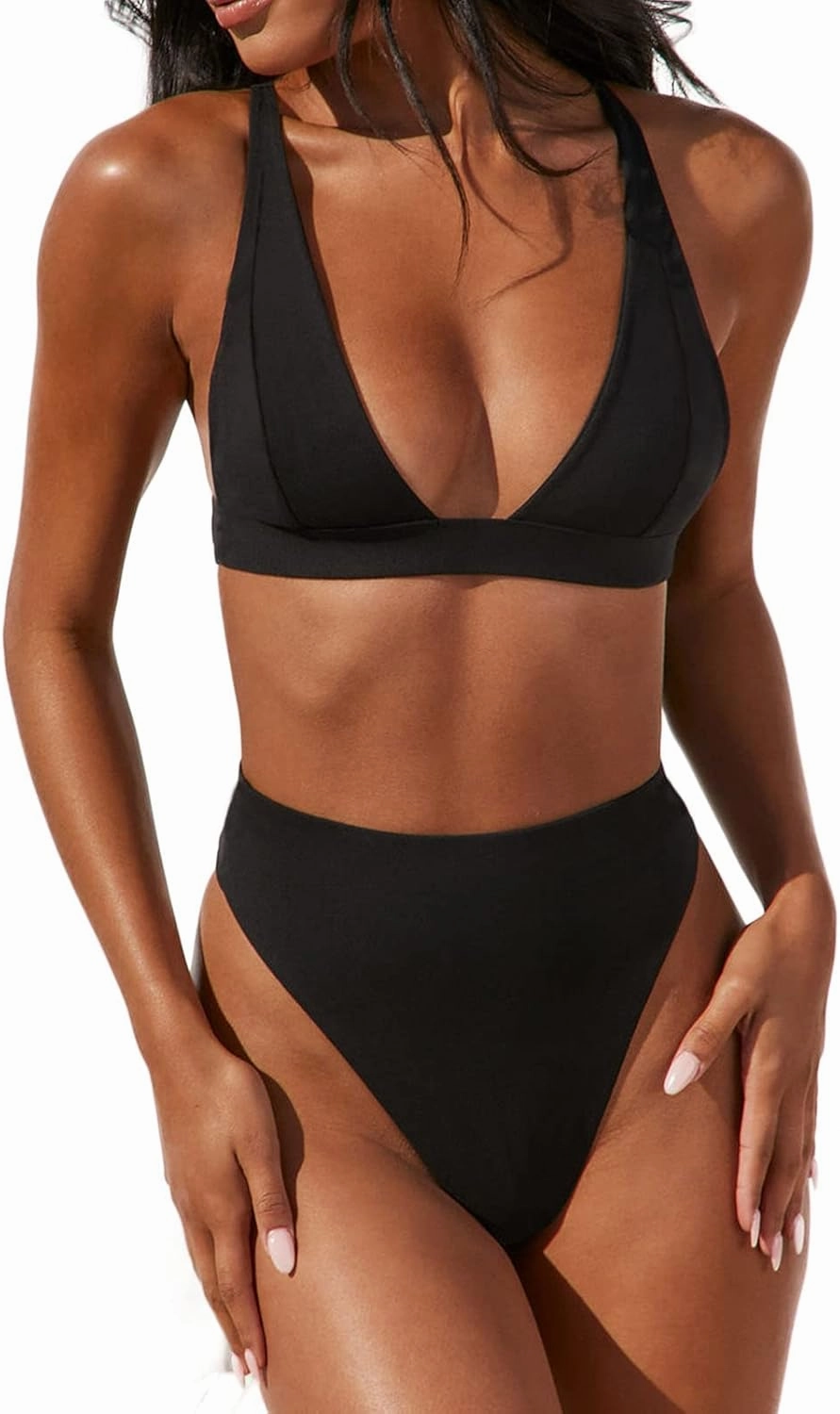 Women Sexy Brazilian Bikini Sets 2 Piece Cheeky Triangle Bikini V Neck Swimsuit high Cut Thong Bottom