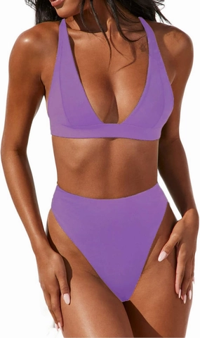 Women Sexy Brazilian Bikini Sets 2 Piece Cheeky Triangle Bikini V Neck Swimsuit high Cut Thong Bottom