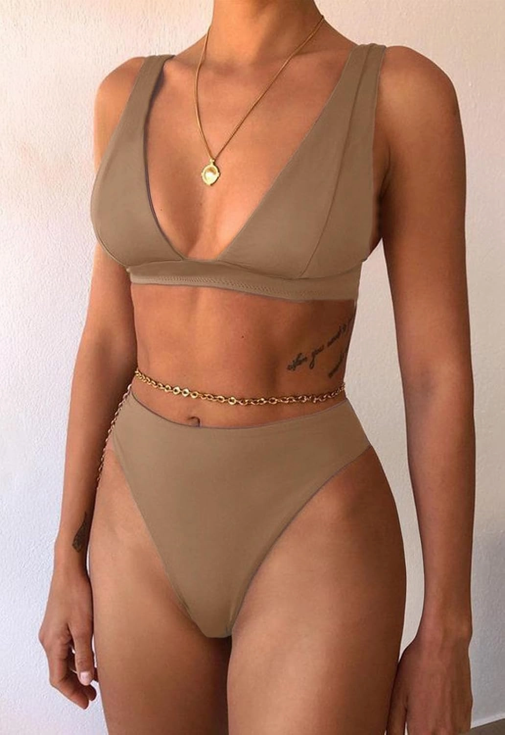 Women Sexy Brazilian Bikini Sets 2 Piece Cheeky Triangle Bikini V Neck Swimsuit high Cut Thong Bottom