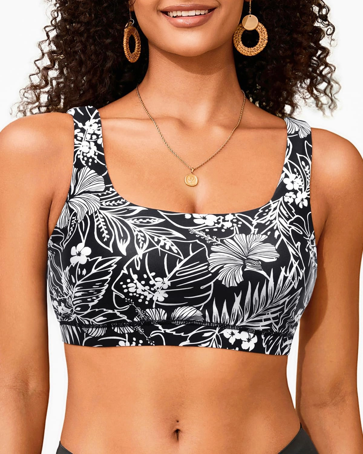 Women Sport Bra Swimsuit Top - Swim Bra Bikini Top Only Scoop Neck Bathing Suit 2025 Swimwear