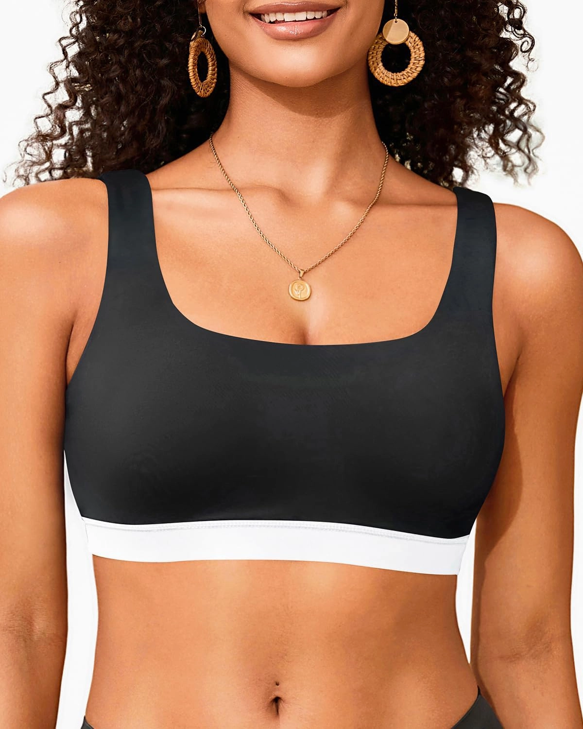 Women Sport Bra Swimsuit Top - Swim Bra Bikini Top Only Scoop Neck Bathing Suit 2025 Swimwear