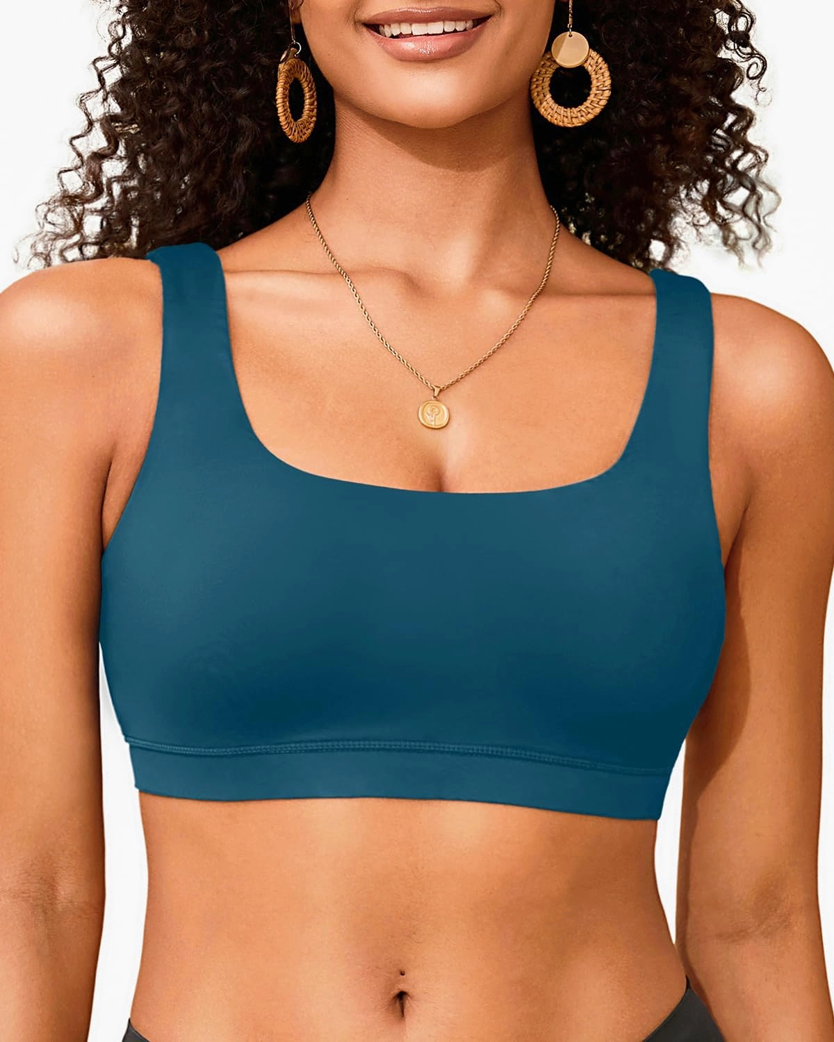 Women Sport Bra Swimsuit Top - Swim Bra Bikini Top Only Scoop Neck Bathing Suit 2025 Swimwear