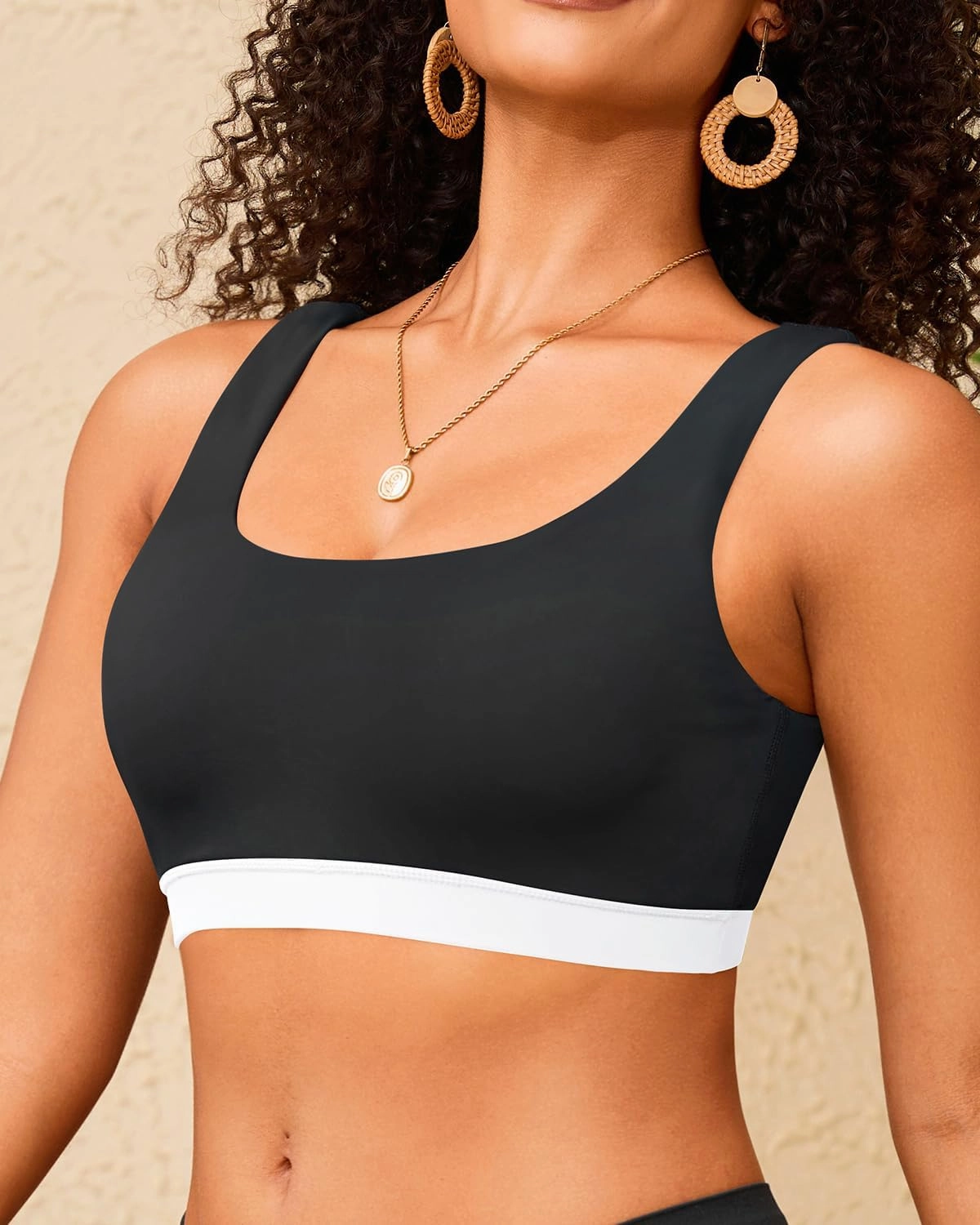 Women Sport Bra Swimsuit Top - Swim Bra Bikini Top Only Scoop Neck Bathing Suit 2025 Swimwear