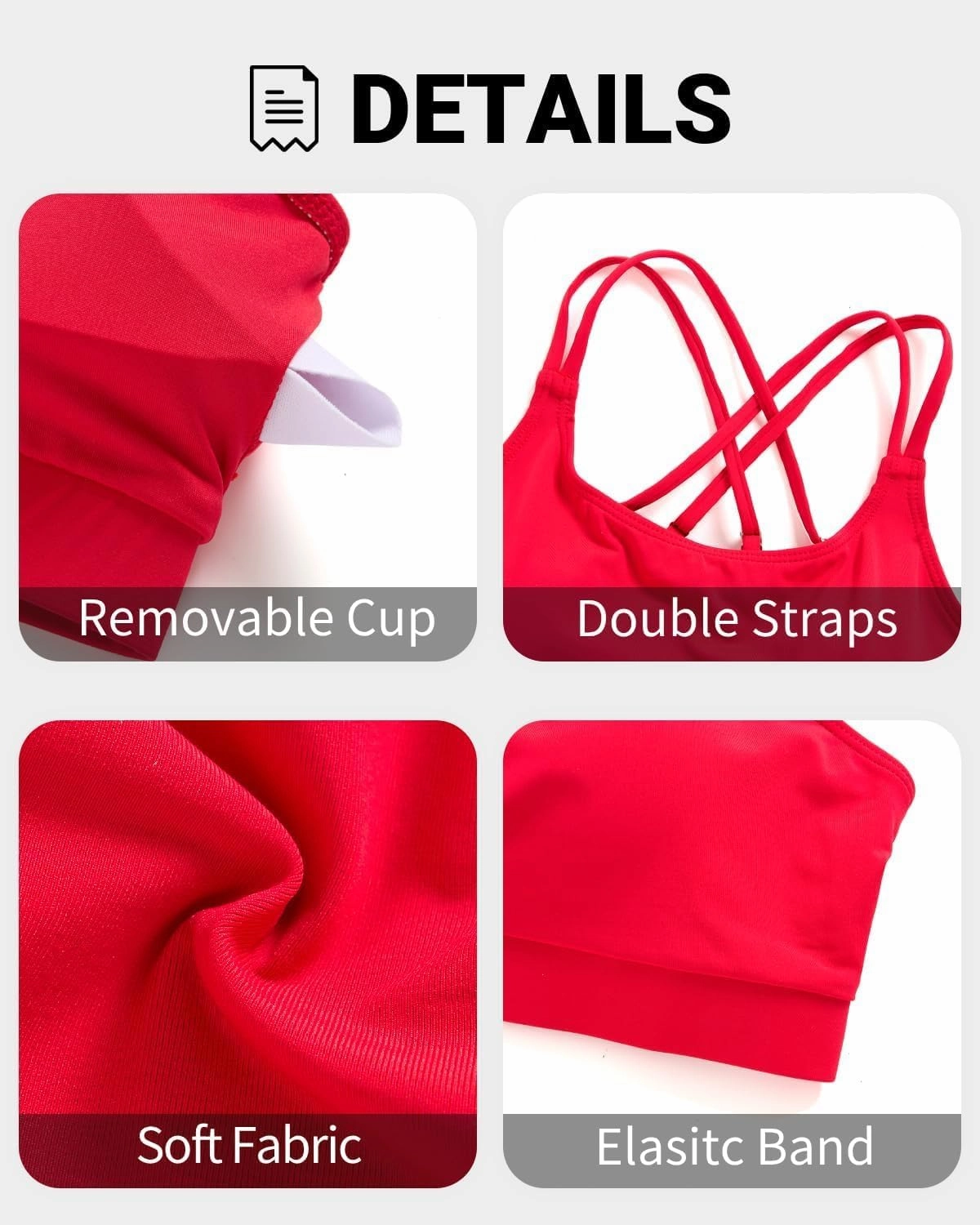 Women Sports Bra Bikini Top - Scoop Neck Criss Cross Back Swim Top Spaghetti Straps Bathing Suit Top Only 2025