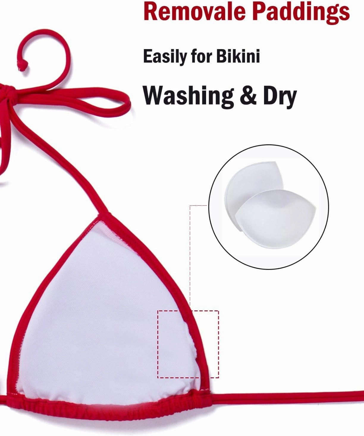Women Triangle Bikini Top Push up Padded V-Neck Lace-up Basic Swimsuit Top