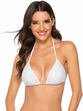 Women Triangle Bikini Top Push up Padded V-Neck Lace-up Basic Swimsuit Top