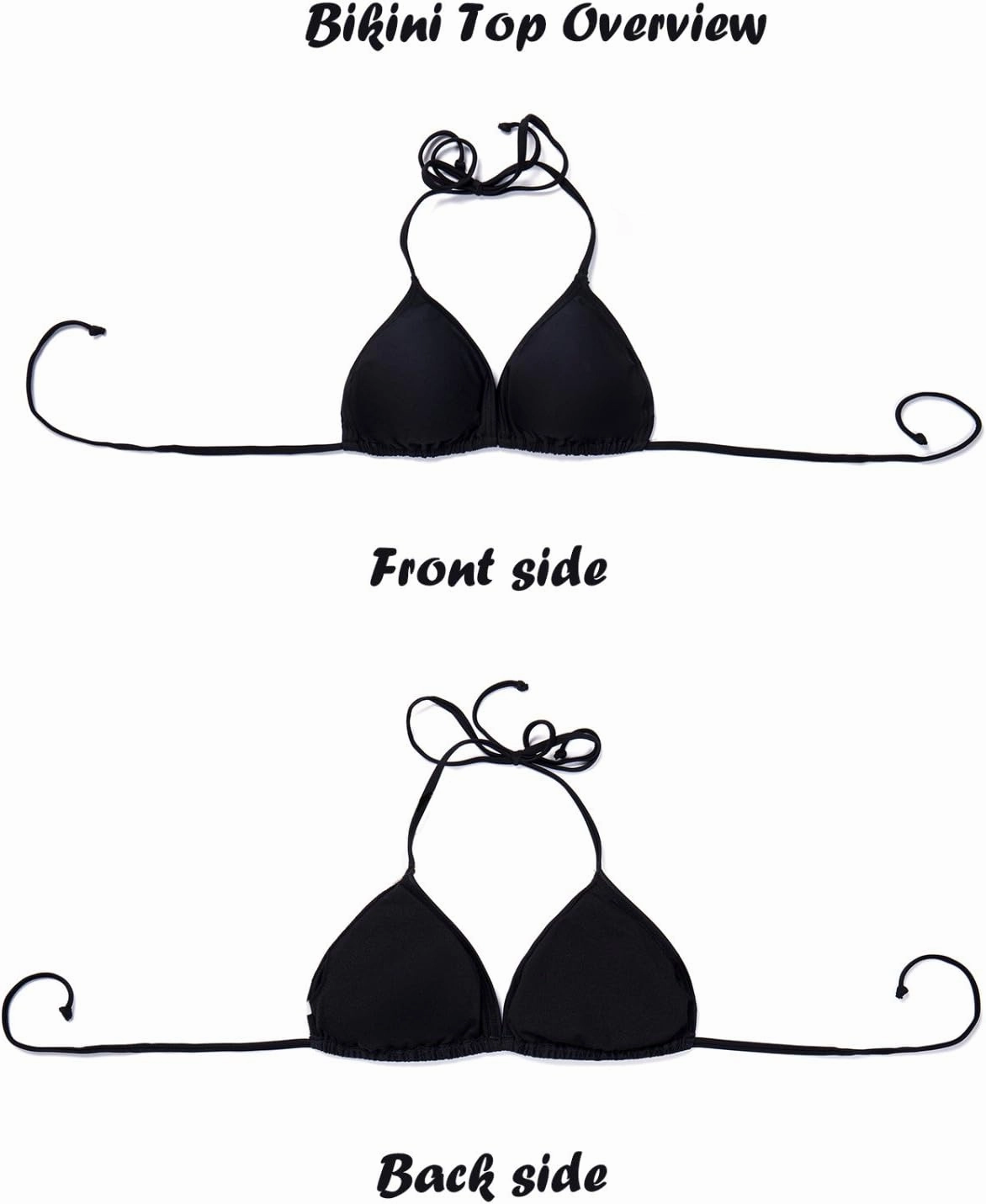 Women Triangle Bikini Top Push up Padded V-Neck Lace-up Basic Swimsuit Top