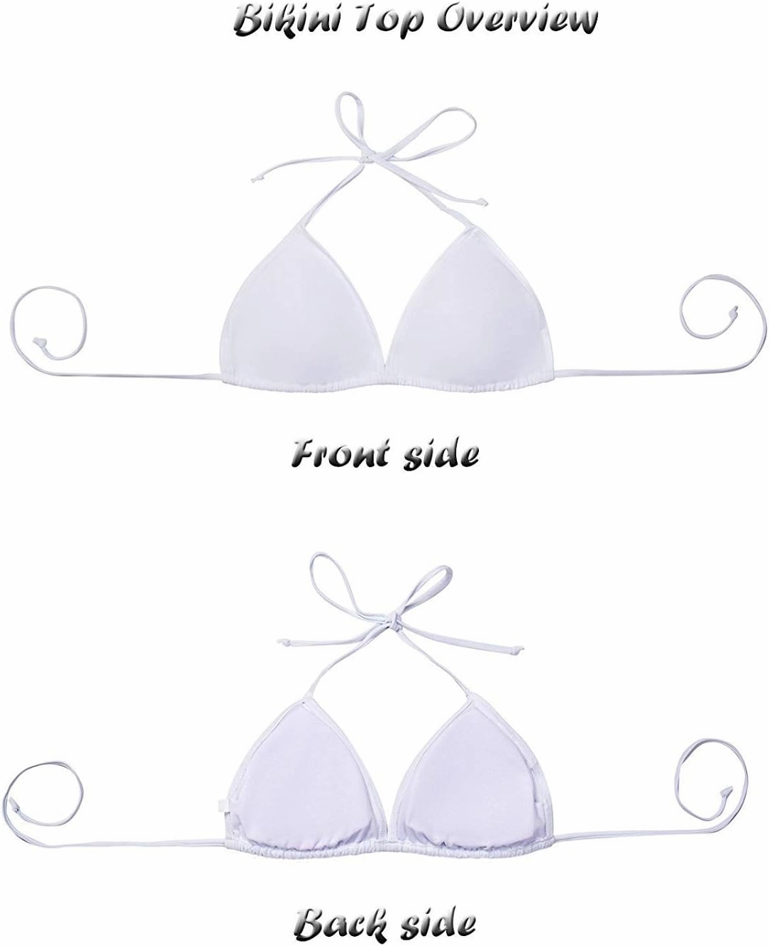 Women Triangle Bikini Top Push up Padded V-Neck Lace-up Basic Swimsuit Top