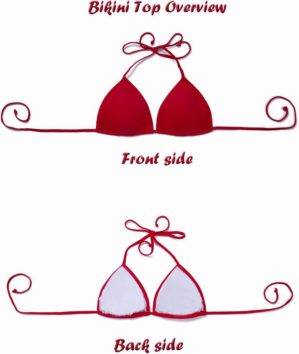 Women Triangle Bikini Top Push up Padded V-Neck Lace-up Basic Swimsuit Top