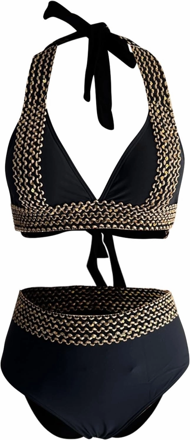 Women Two Piece Bathing Suit Sexy Swimwear Push Up Bikini Set Halter Swimsuit Full Coverage Padded 2 Piece Swimsuits