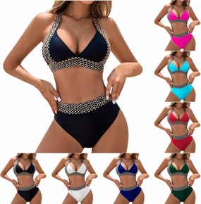 Women Two Piece Bathing Suit Sexy Swimwear Push Up Bikini Set Halter Swimsuit Full Coverage Padded 2 Piece Swimsuits