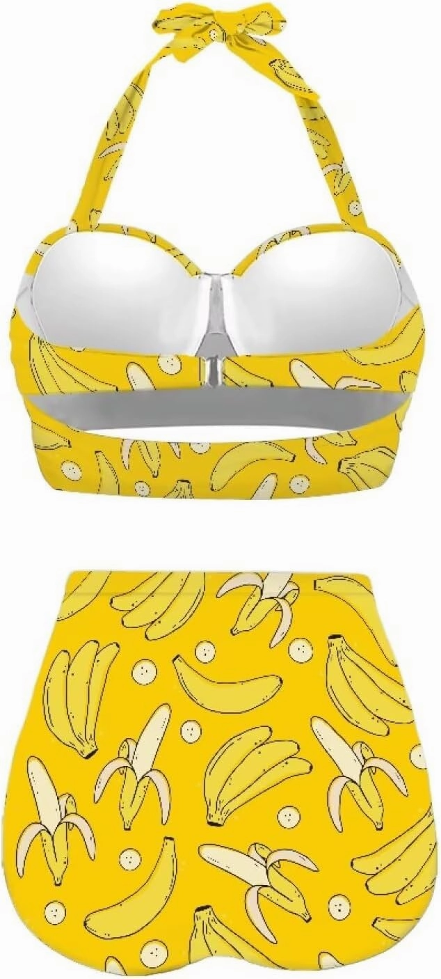 Women Two Piece Swimsuit High Waisted Push Up Bikini Sets Tummy Control Bathing Suit Plus Size Halter Swimwear S-2XL