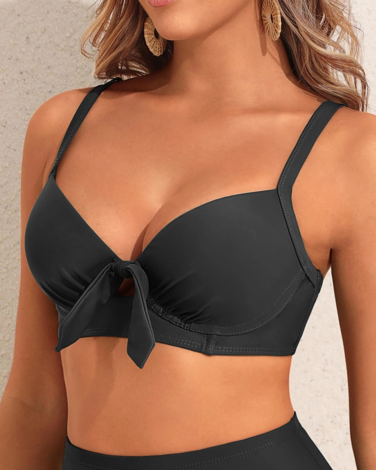 Women Underwire Bikini Swim Top - Push Up Knot Front Swimsuit Top 2025 Bathing Suit Bra