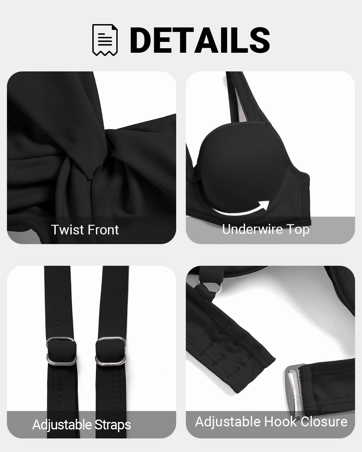 Women Underwire Bikini Top - 2025 Push Up Swimsuit Tops Padded Bra Bathing Suit