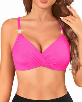 Women Underwire Bikini Top - Push Up Swimsuit Top Padded Bra Bathing Suit