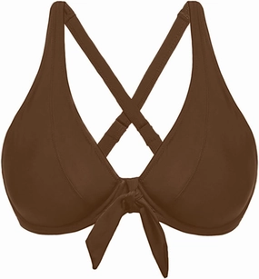 Women Underwire Bikini Top Only - Knot Front Bathing Suit Top Swim Bra Push Up Swimsuits Top