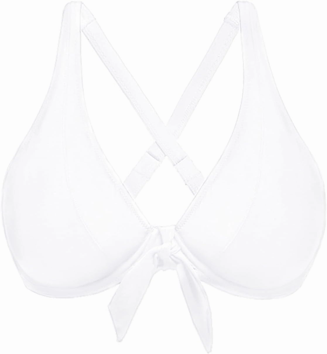 Women Underwire Bikini Top Only - Knot Front Bathing Suit Top Swim Bra Push Up Swimsuits Top