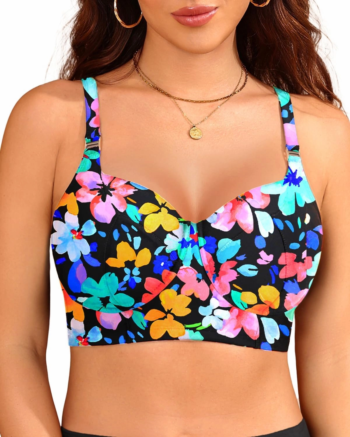 Women Underwire Bikini top Only - Longline Push Up Bathing Suit Top Bra Swim Tops 2025 Swimsuit Tops