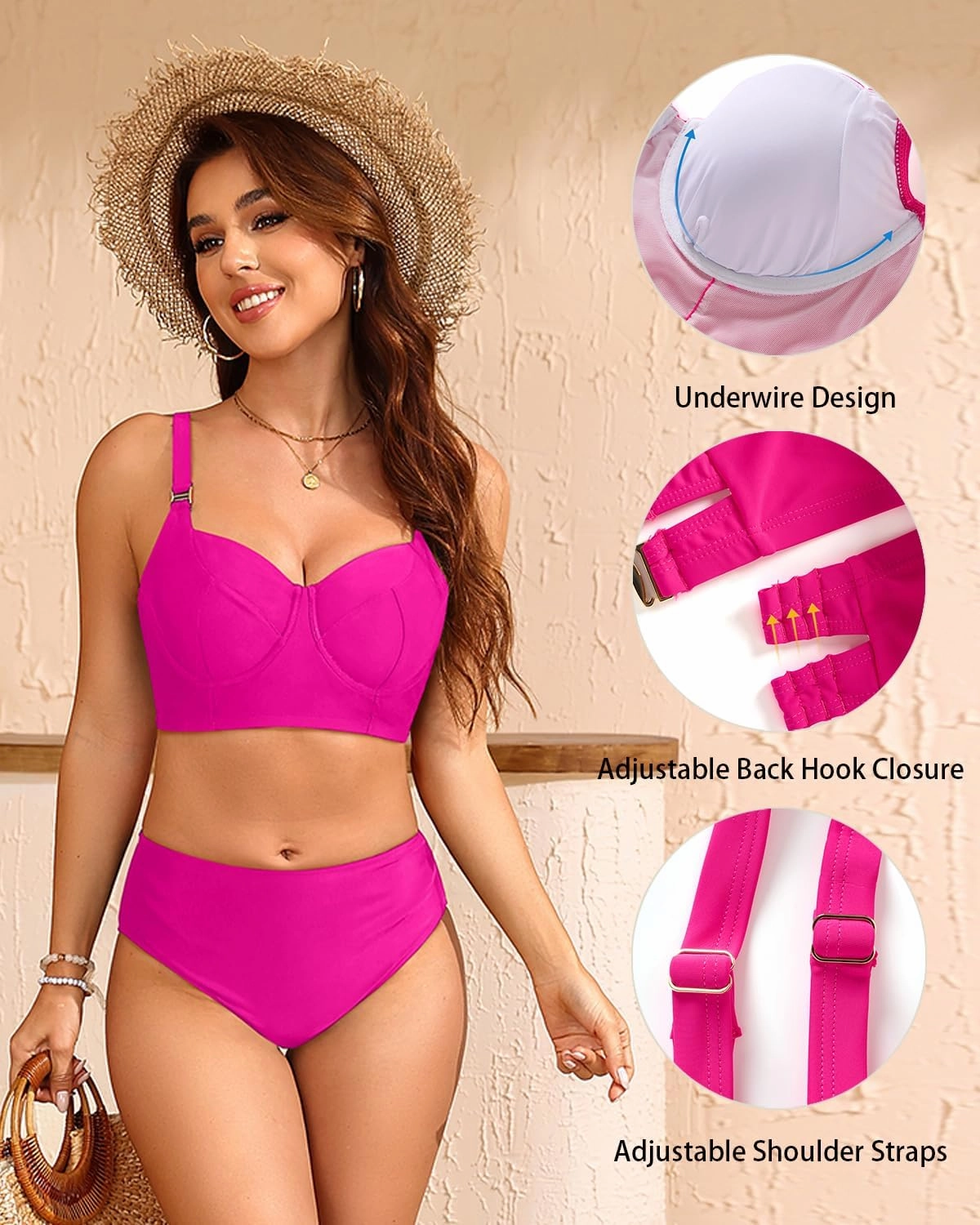 Women Underwire Bikini top Only - Longline Push Up Bathing Suit Top Bra Swim Tops 2025 Swimsuit Tops