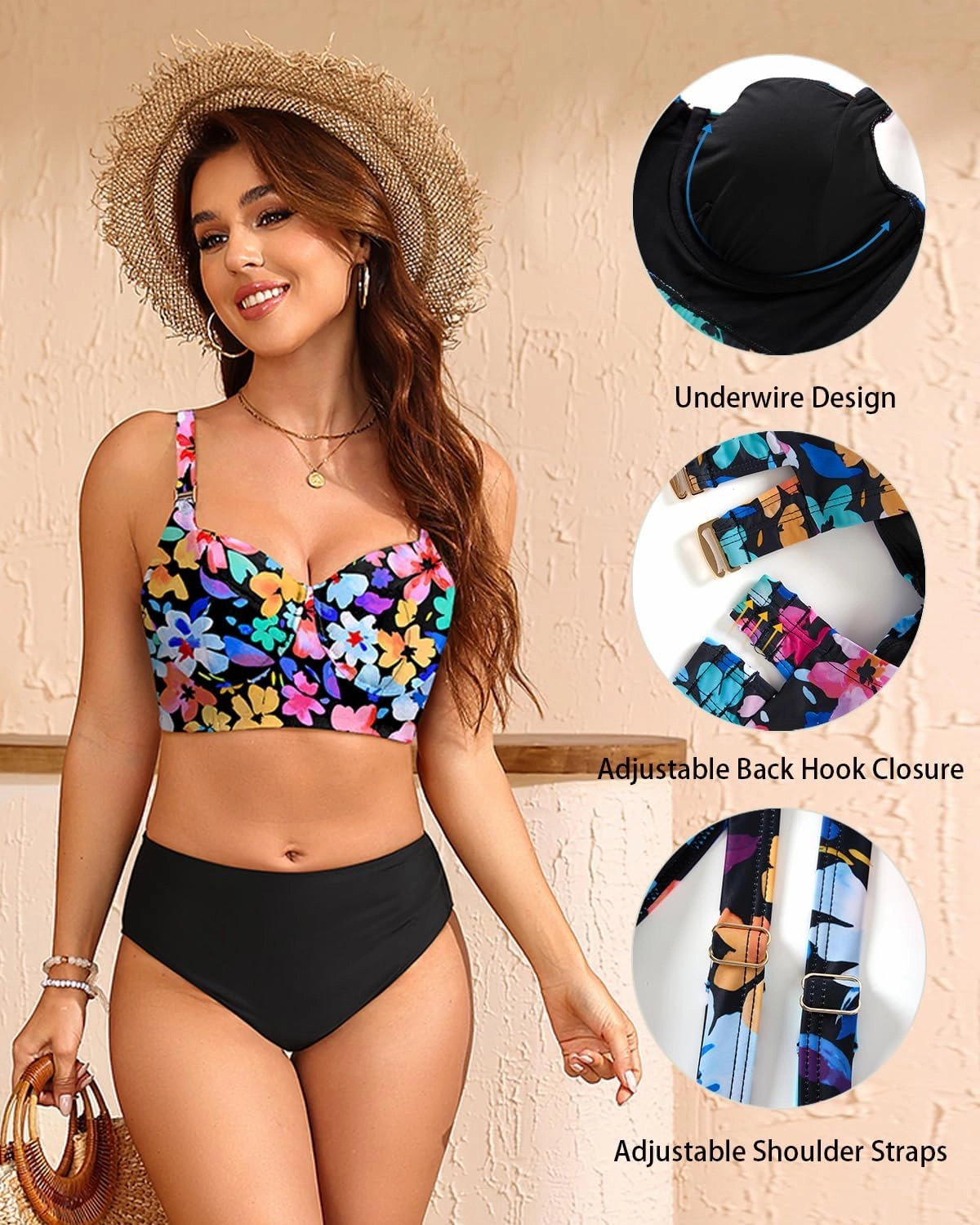 Women Underwire Bikini top Only - Longline Push Up Bathing Suit Top Bra Swim Tops 2025 Swimsuit Tops