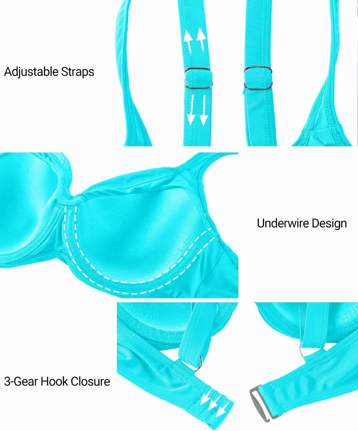 Women Underwire Bikini Tops - Push Up Swim Top Only Bra Padded Bathing Suit Top 2025 Swimsuit Tops